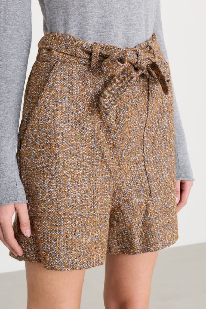 Shorts a vita alta con cintura - CAMMELLO - Fashion Market - 3