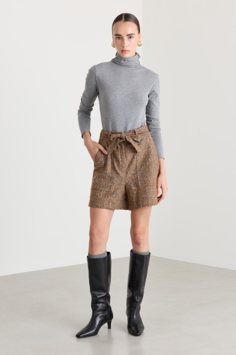 Shorts a vita alta con cintura - Fashion Market