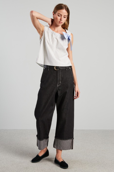 Top in popeline con fiocco - Fashion Market