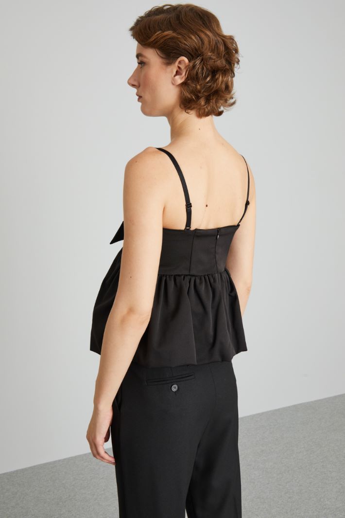 Top in ottoman con fiocco - NERO - Fashion Market - 4