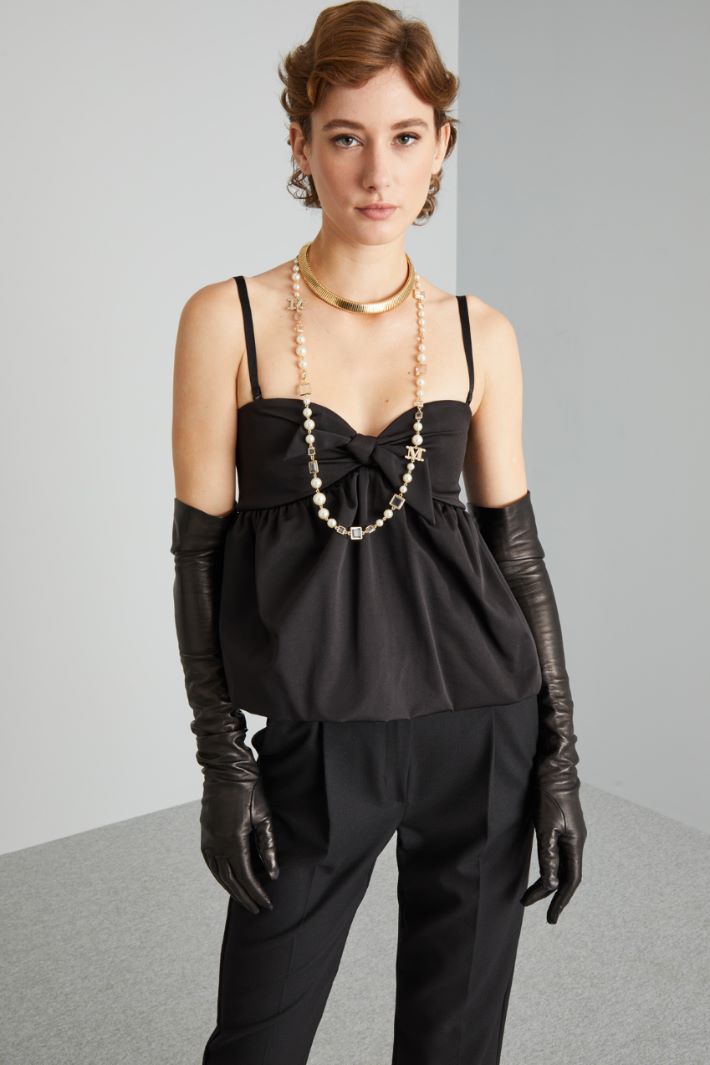 Top in ottoman con fiocco - NERO - Fashion Market - 2