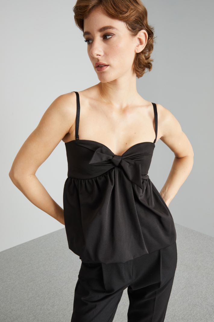 Top in ottoman con fiocco - NERO - Fashion Market - 3