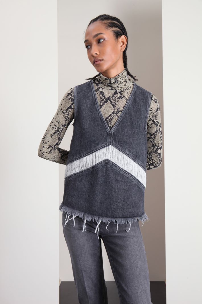 Top motivo effetto strappato - GRIGIO - Fashion Market - 4