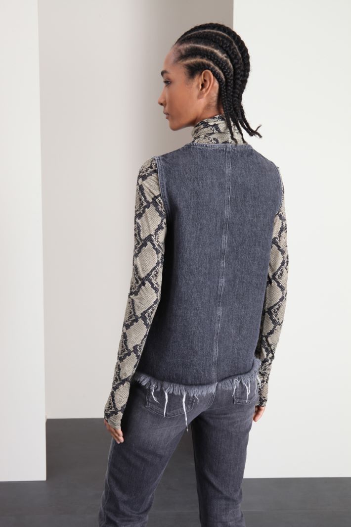 Top motivo effetto strappato - GRIGIO - Fashion Market - 2