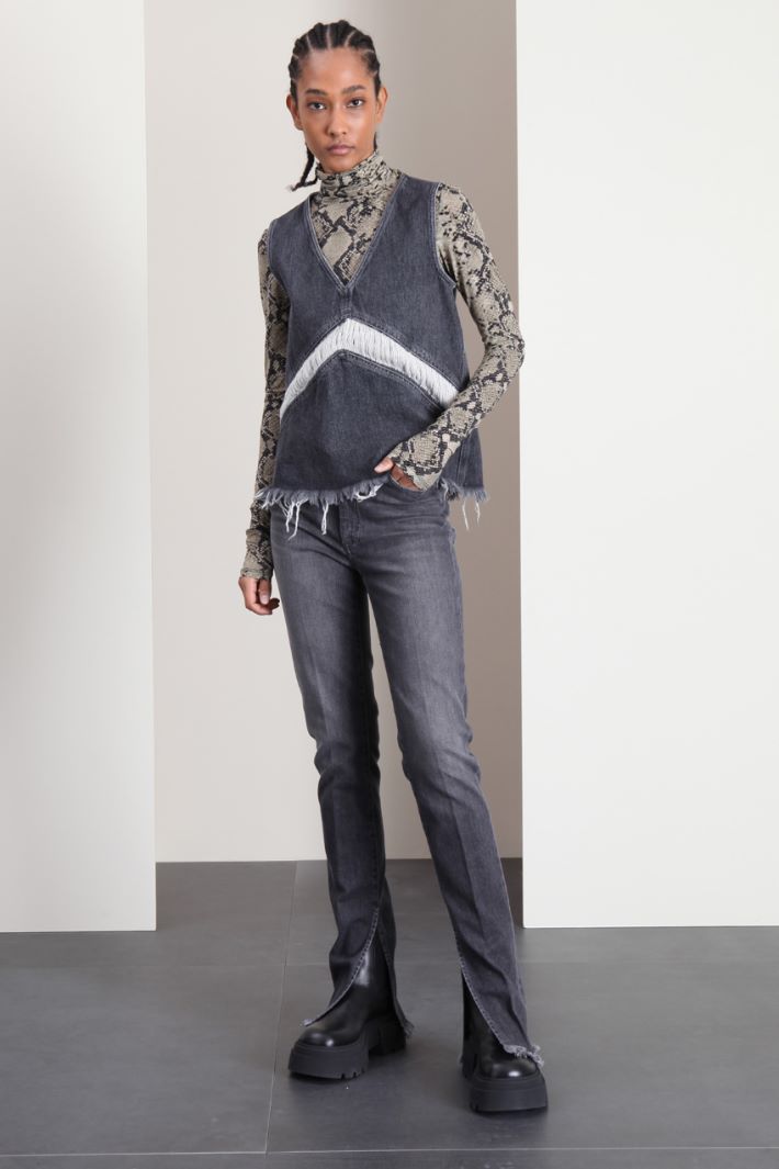 Top motivo effetto strappato - GRIGIO - Fashion Market