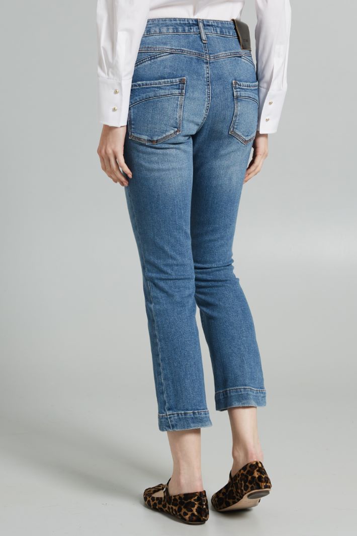 Jeans cropped dalla linea slim - AZZURRO DENIM - Fashion Market - 4