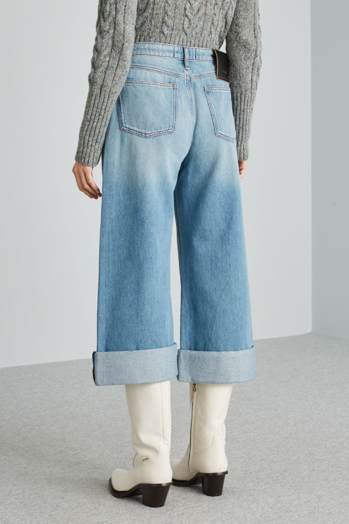 Jeans cropped con risvolti - AZZURRO DENIM - Fashion Market - 4