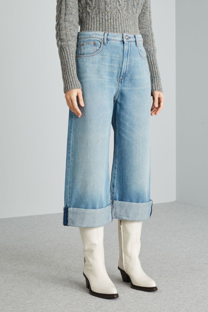 Jeans cropped con risvolti - AZZURRO DENIM - Fashion Market - 2