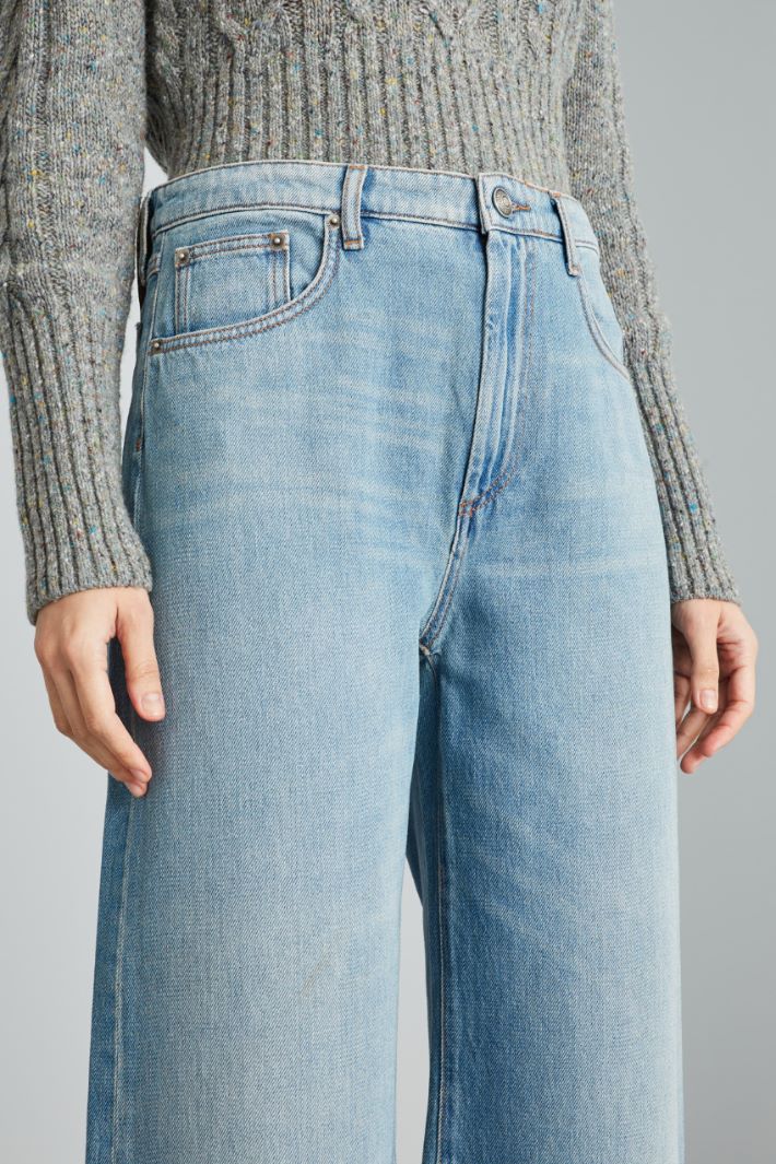 Jeans cropped con risvolti - AZZURRO DENIM - Fashion Market - 3