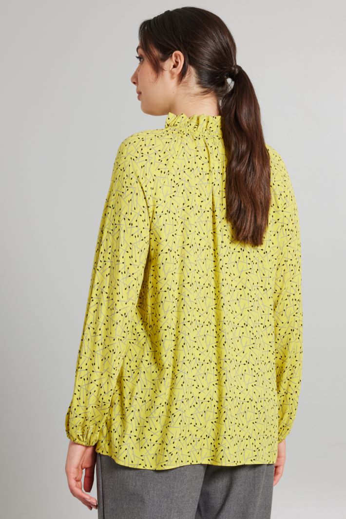Blusa con collo a rouches - GIALLO NERO - Fashion Market - 4