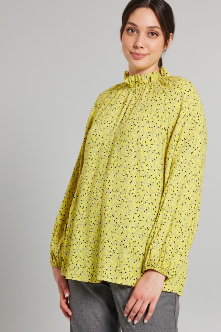 Blusa con collo a rouches - GIALLO NERO - Fashion Market - 2