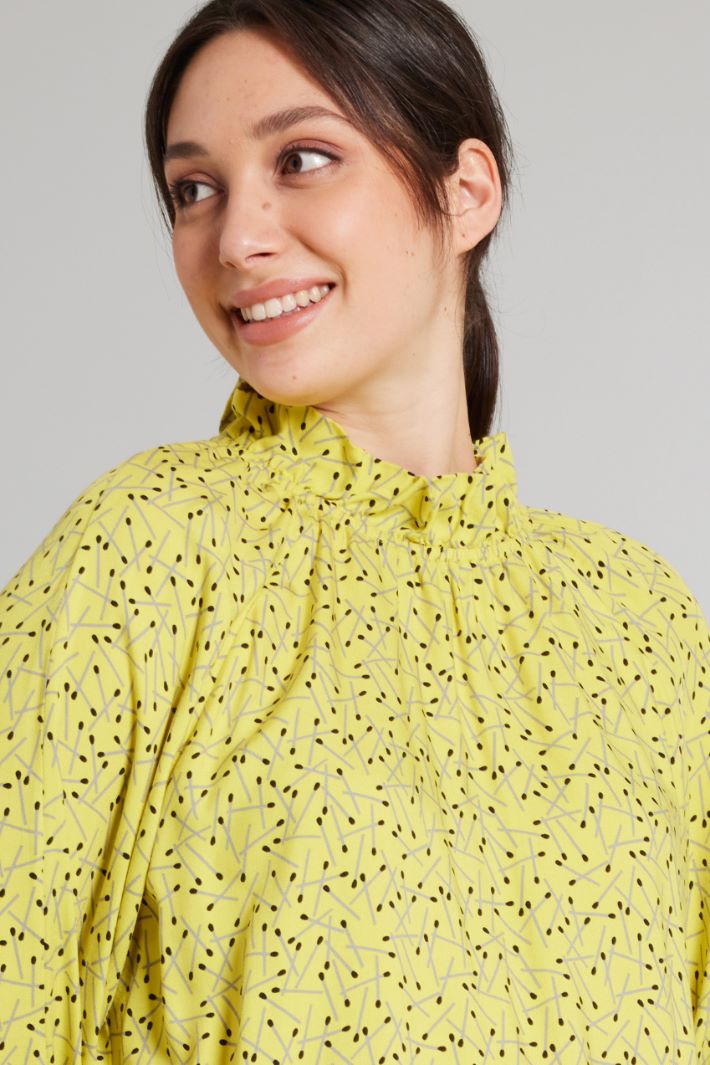 Blusa con collo a rouches - GIALLO NERO - Fashion Market - 3