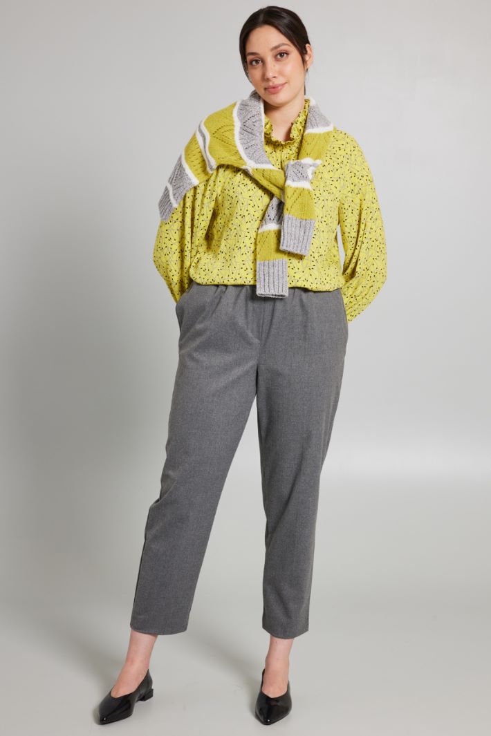 Blusa con collo a rouches - GIALLO NERO - Fashion Market