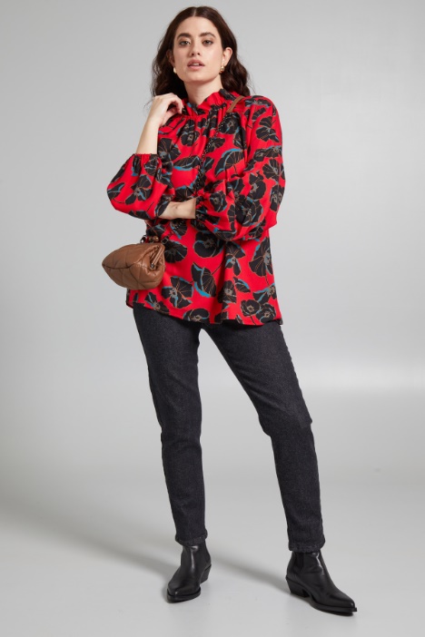 Blusa con collo a rouches - Fashion Market