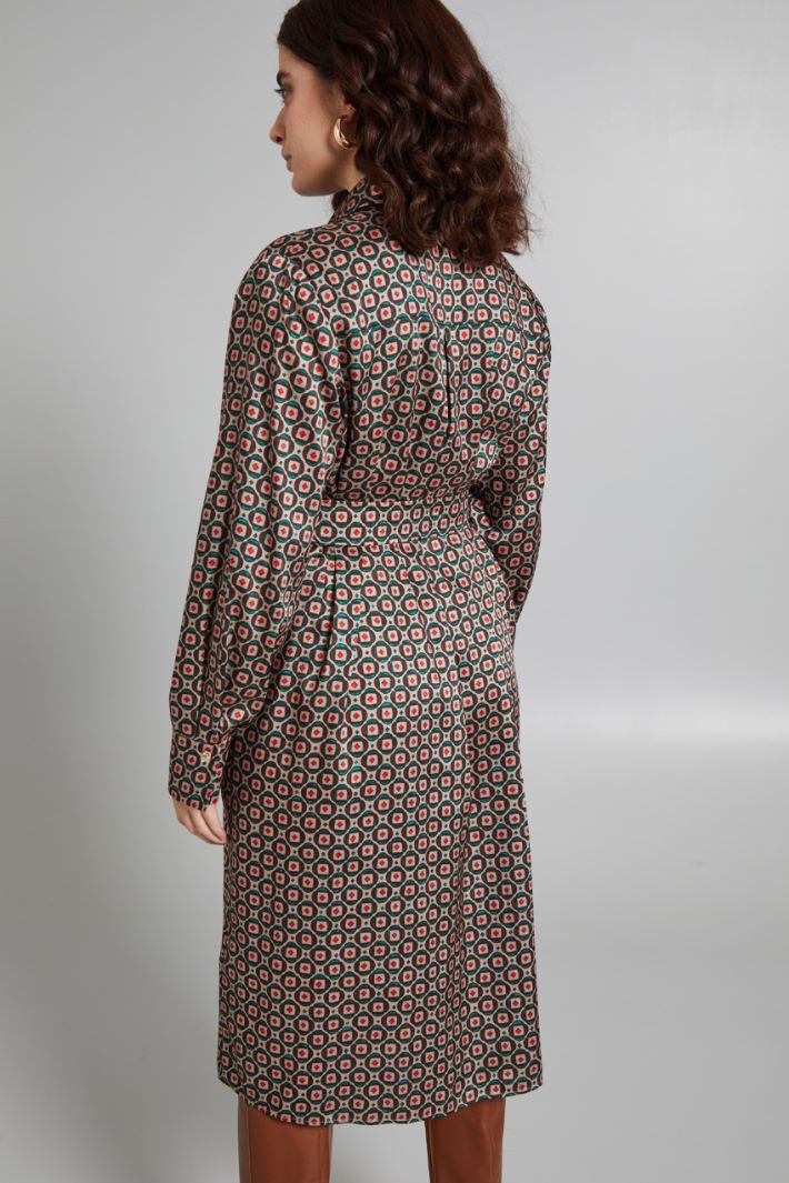 Chemisier in twill stampato - MARRONE BEIGE VERDE - Fashion Market - 4