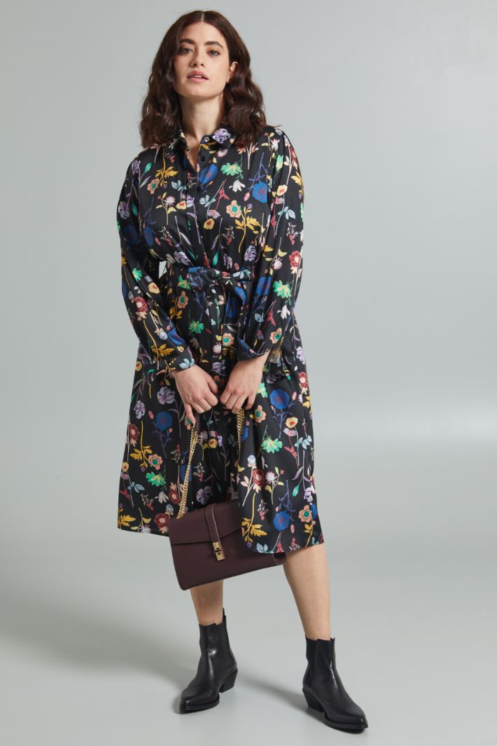 Chemisier in twill stampato - NERO VERDE GIALLO - Fashion Market