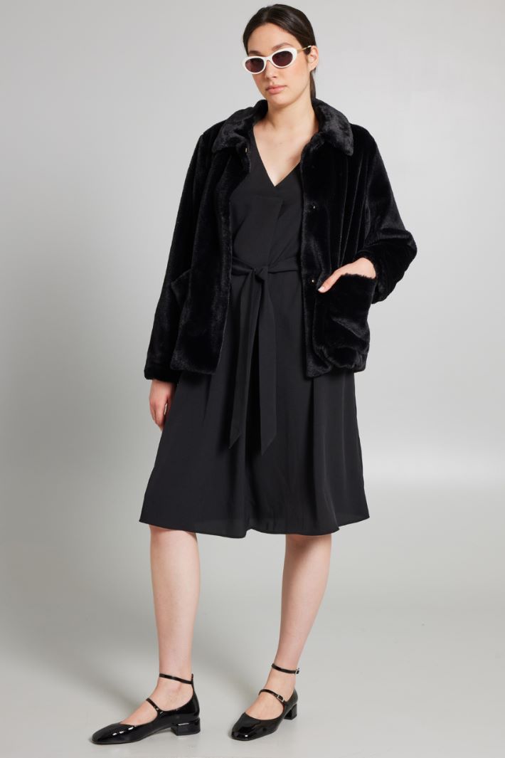 Abito con piega ribattuta - NERO - Fashion Market