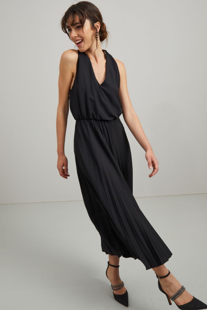 Abito lungo in crépe - NERO - Fashion Market