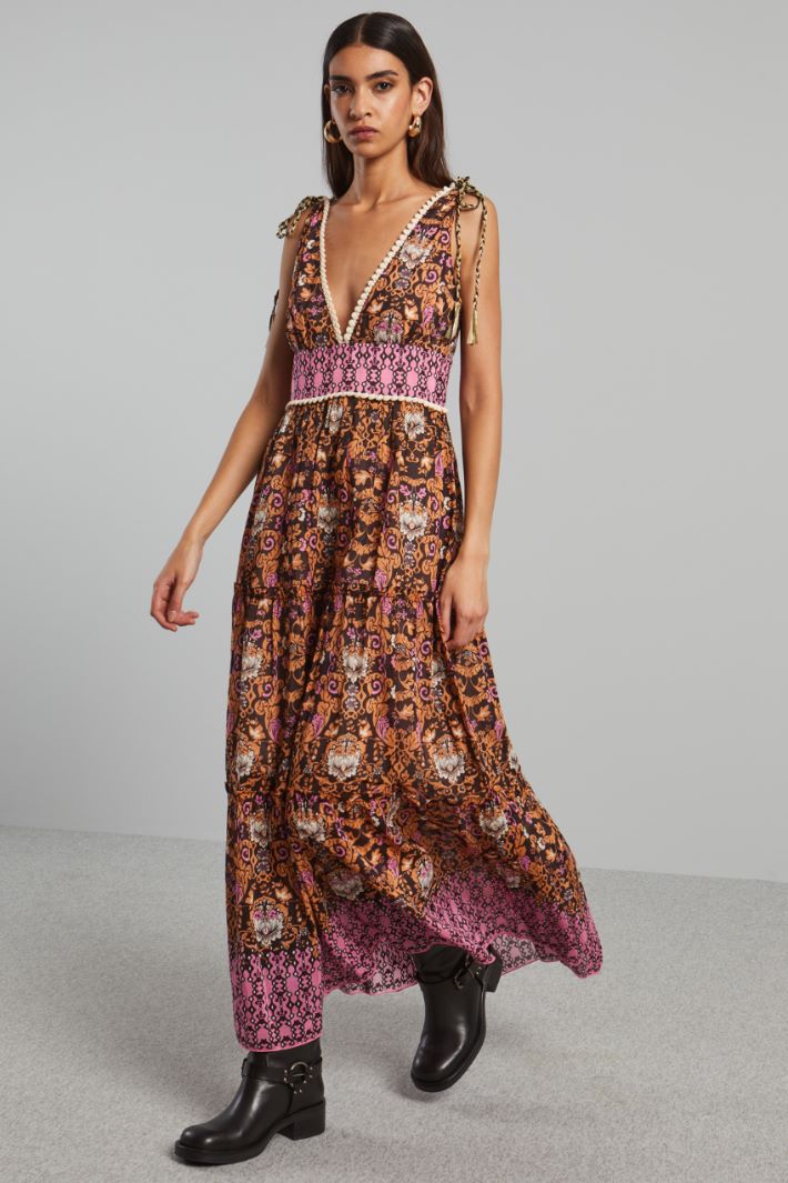 Abito con scollo profondo - MARRONE ROSA - Fashion Market - 2