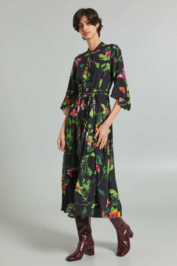 Chemisier in crépe de chine - NERO VERDE ROSA - Fashion Market - 2