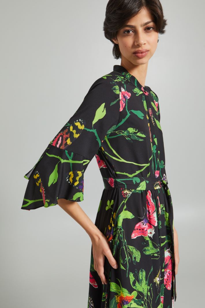 Chemisier in crépe de chine - NERO VERDE ROSA - Fashion Market - 3