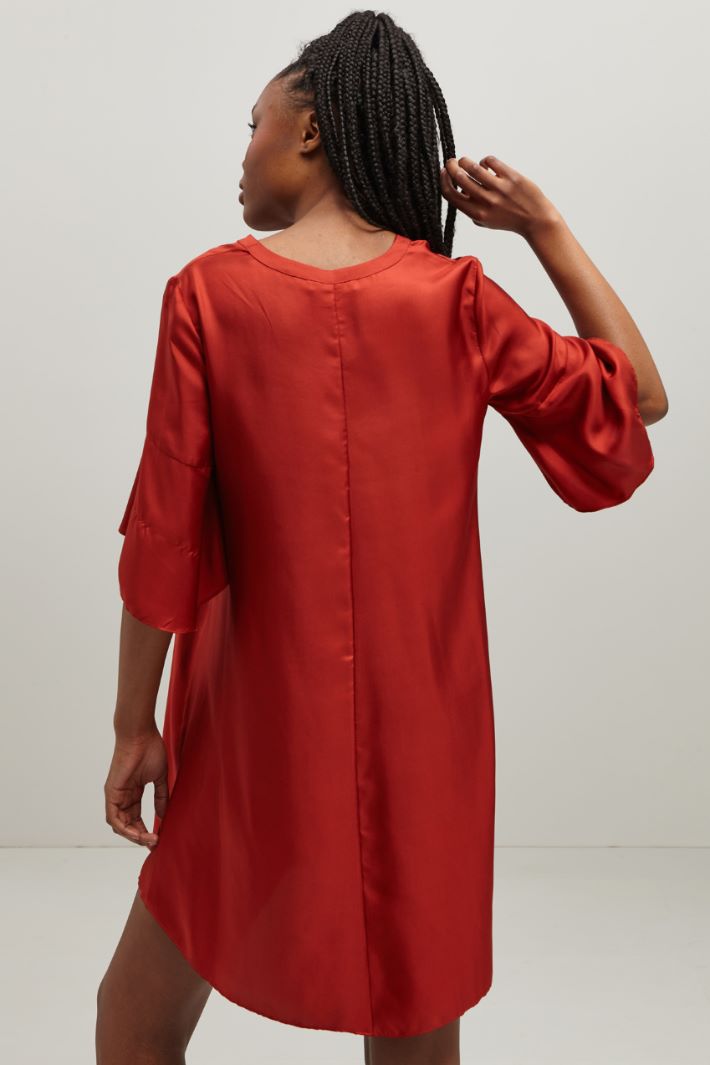 Abito in twill di seta - RUGGINE - Fashion Market - 4