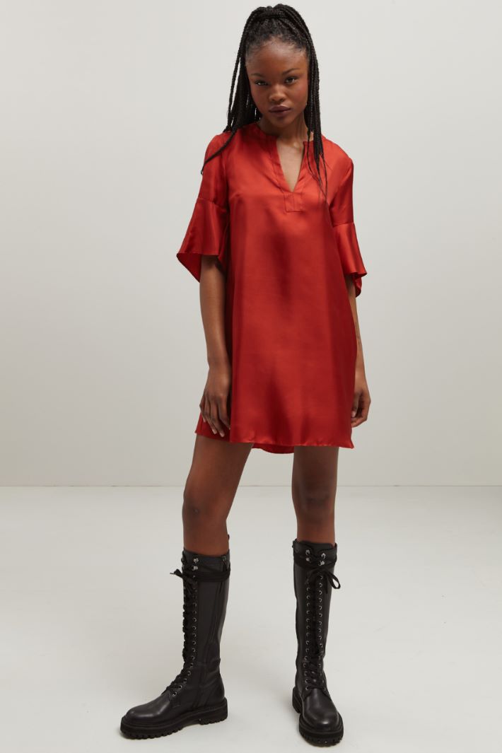 Abito in twill di seta - RUGGINE - Fashion Market - 2