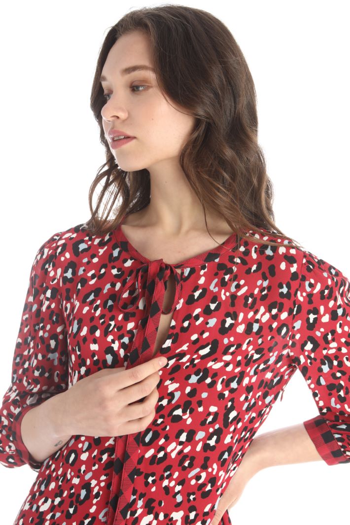 Abito in georgette di viscosa - ROSSO NERO - Fashion Market - 5