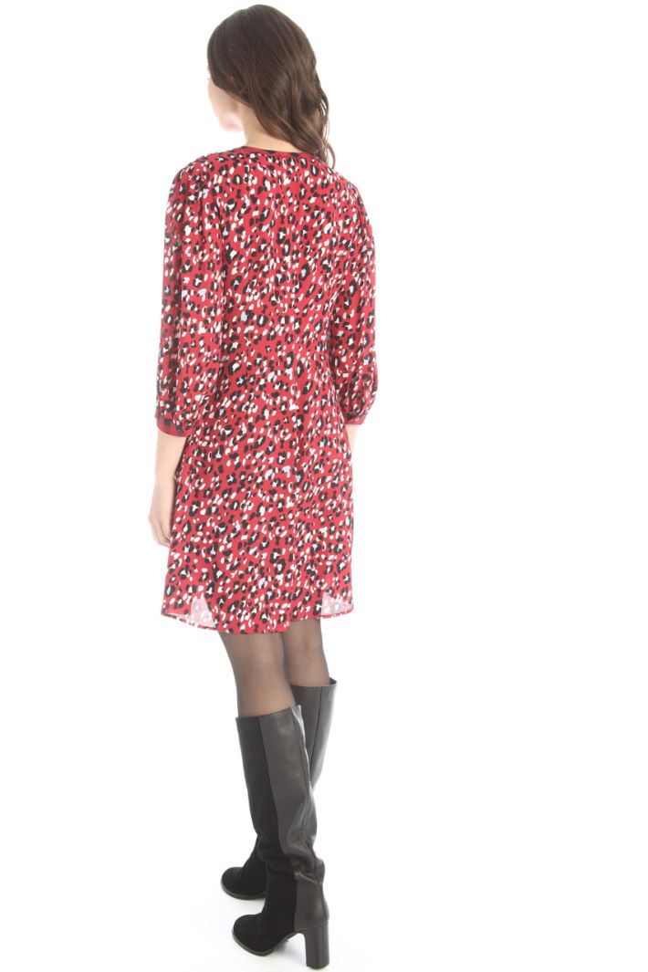 Abito in georgette di viscosa - ROSSO NERO - Fashion Market - 4