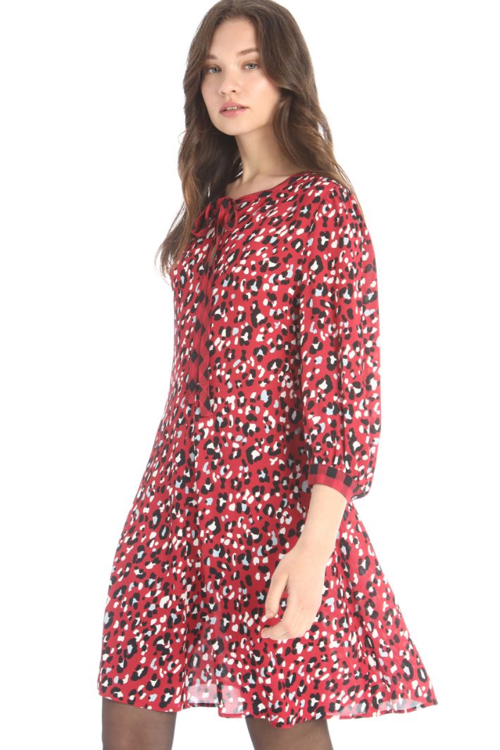 Abito in georgette di viscosa - ROSSO NERO - Fashion Market - 2