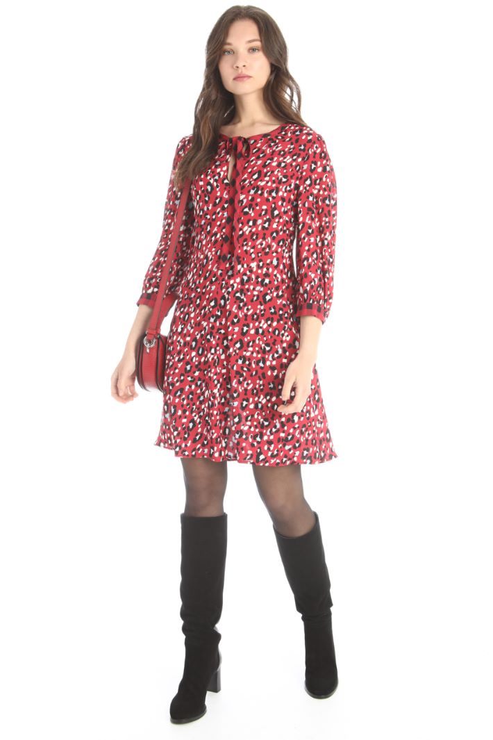 Abito in georgette di viscosa - ROSSO NERO - Fashion Market