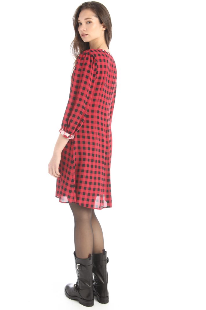 Abito in georgette di viscosa - ROSSO NERO - Fashion Market - 4