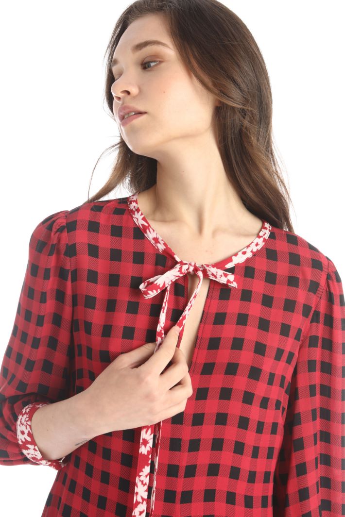 Abito in georgette di viscosa - ROSSO NERO - Fashion Market - 3