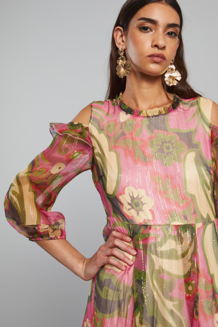 Abito lungo in creponnè lamè - ROSA VERDE - Fashion Market - 3