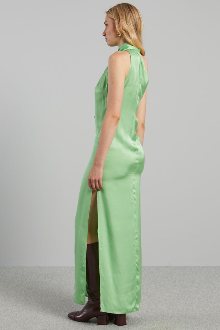 Abito con collo a foulard - VERDE MENTA - Fashion Market - 4