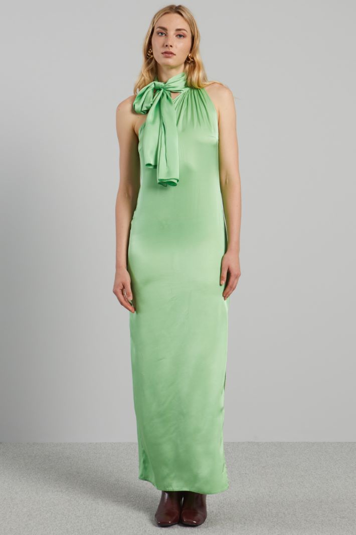 Abito con collo a foulard - VERDE MENTA - Fashion Market - 2