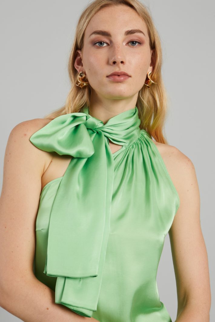 Abito con collo a foulard - VERDE MENTA - Fashion Market - 3