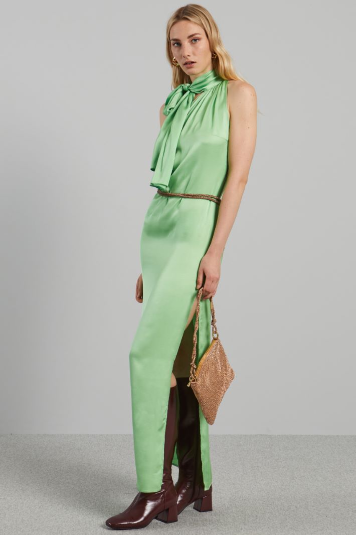 Abito con collo a foulard - VERDE MENTA - Fashion Market