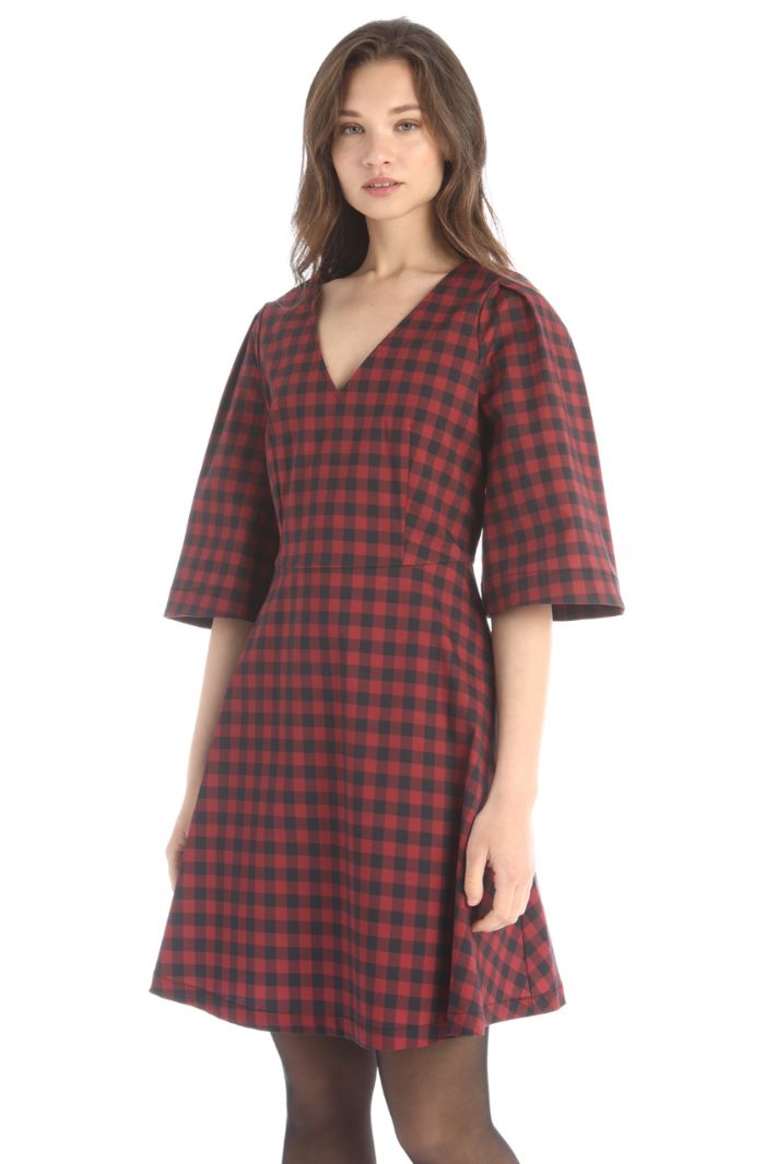 Abito in gabardine di cotone - BORDEAUX NERO - Fashion Market - 2