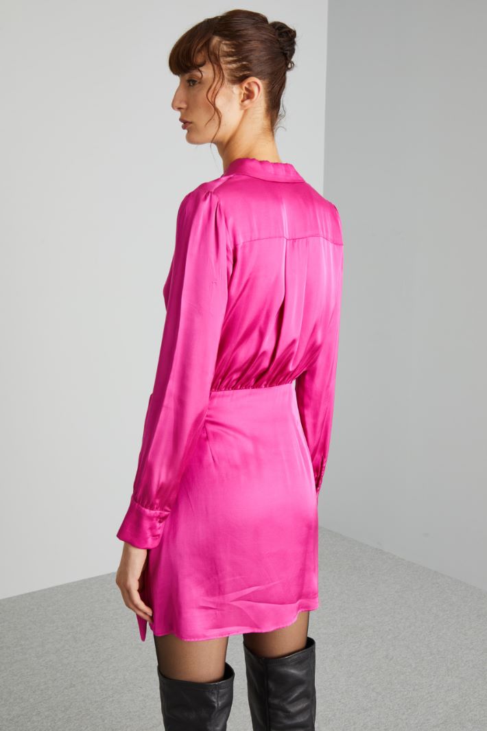 Abito portafoglio in raso fluido - FUCSIA - Fashion Market - 4