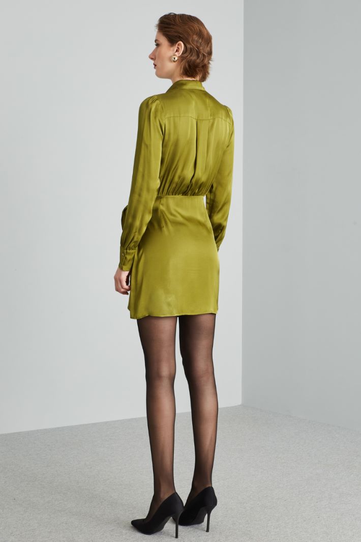 Abito portafoglio in raso fluido - VERDE OLIVA - Fashion Market - 4