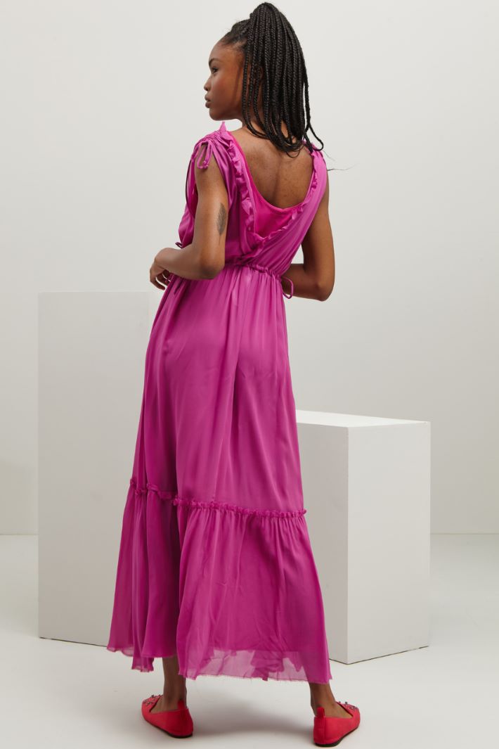 Abito smanicato in georgette - CICLAMINO - Fashion Market - 4
