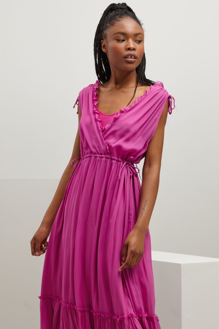 Abito smanicato in georgette - CICLAMINO - Fashion Market - 2