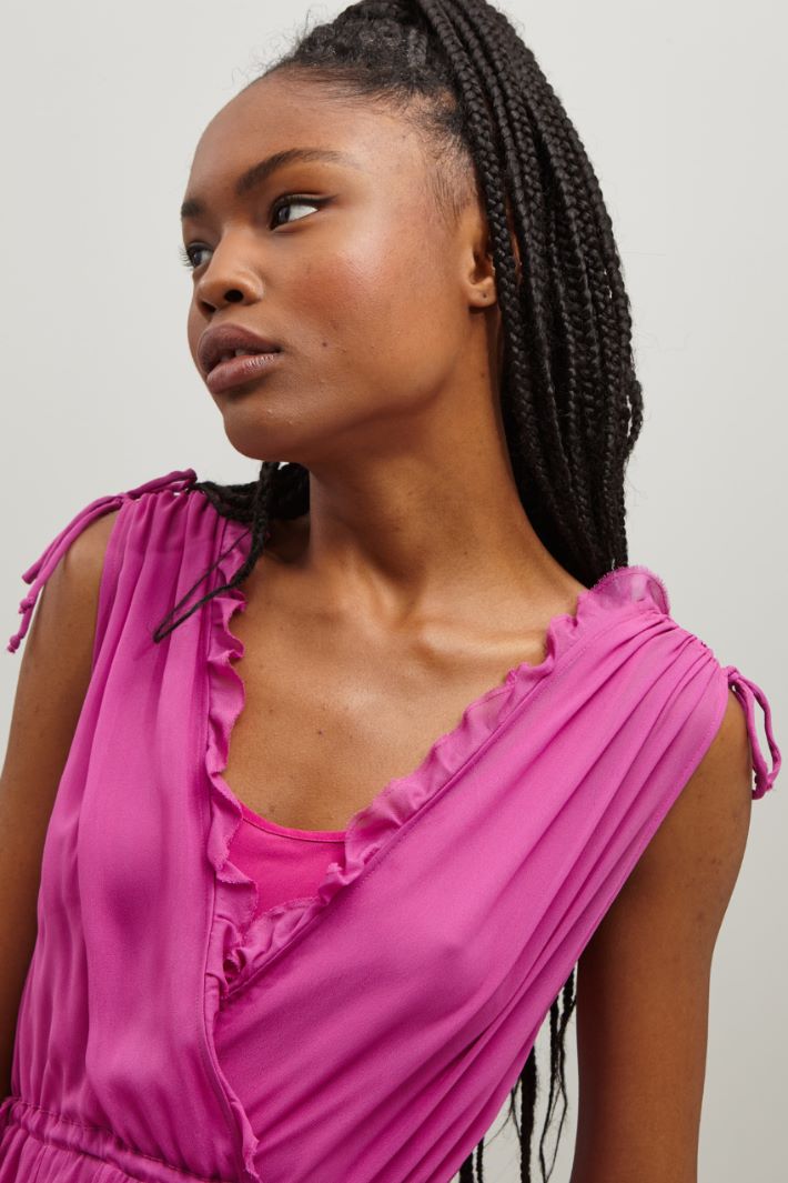 Abito smanicato in georgette - CICLAMINO - Fashion Market - 3