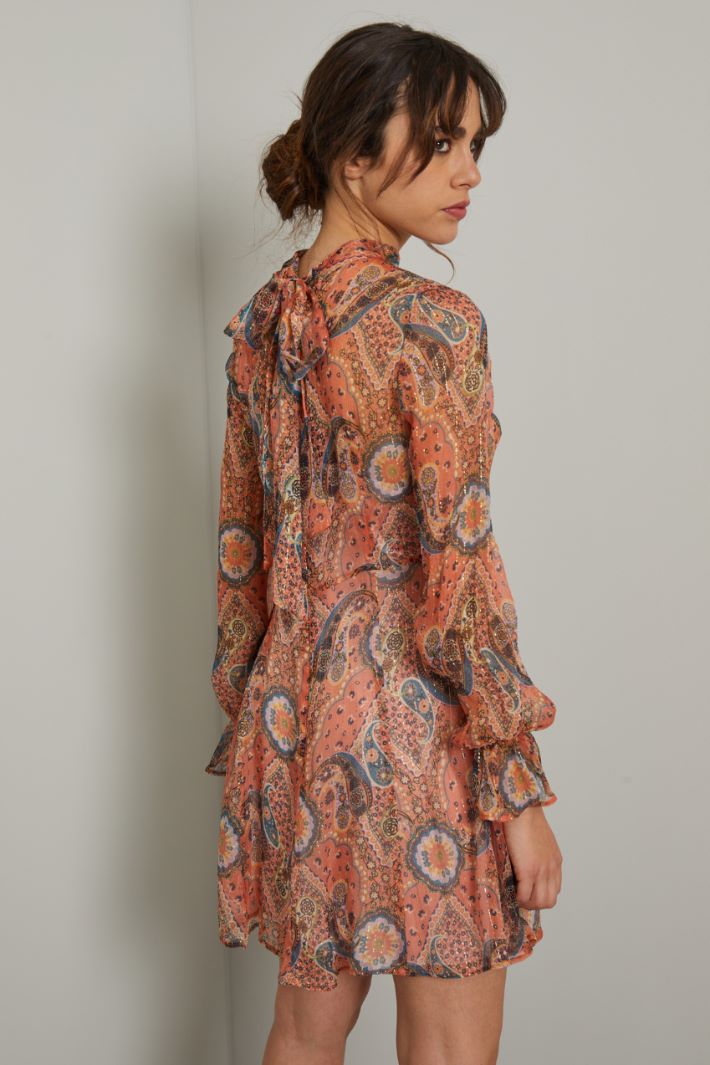 Abito corto in creponne - ROSA SALMONE ORO - Fashion Market - 4
