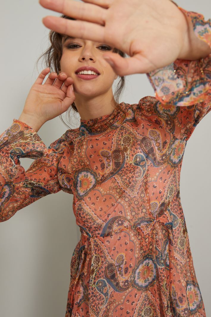 Abito corto in creponne - ROSA SALMONE ORO - Fashion Market - 3