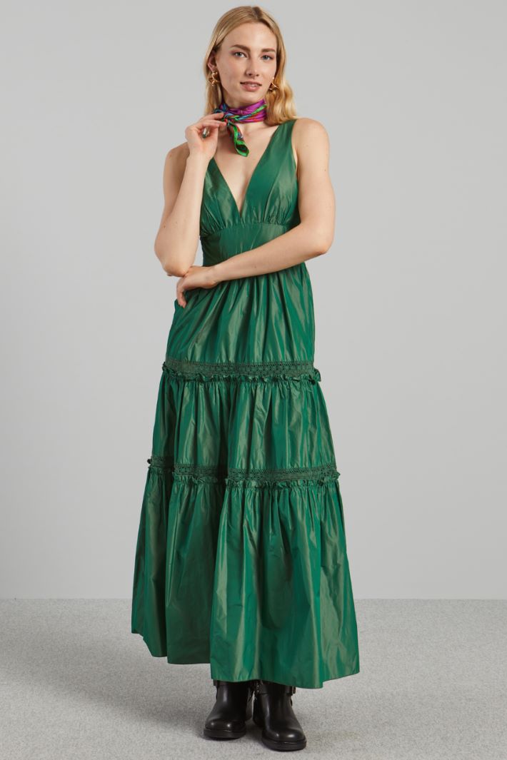 Abito a grembiule in taffettà - VERDE BOTTIGLIA - Fashion Market