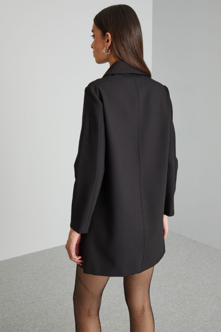 Abito corto in tela doppia - NERO - Fashion Market - 4