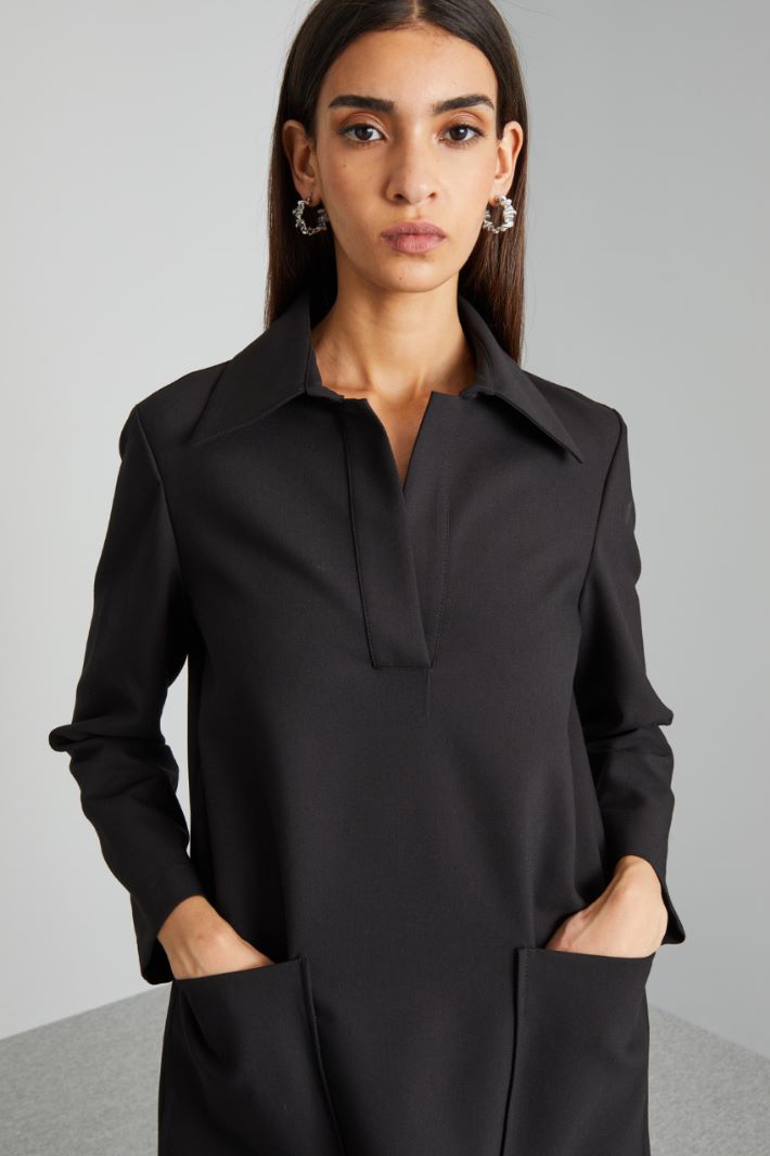 Abito corto in tela doppia - NERO - Fashion Market - 3