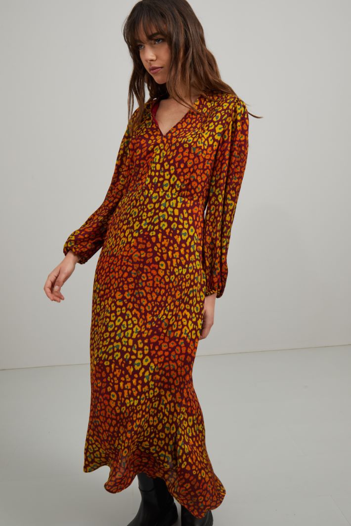 Abito in georgette - BORDEAUX OCRA - Fashion Market - 2